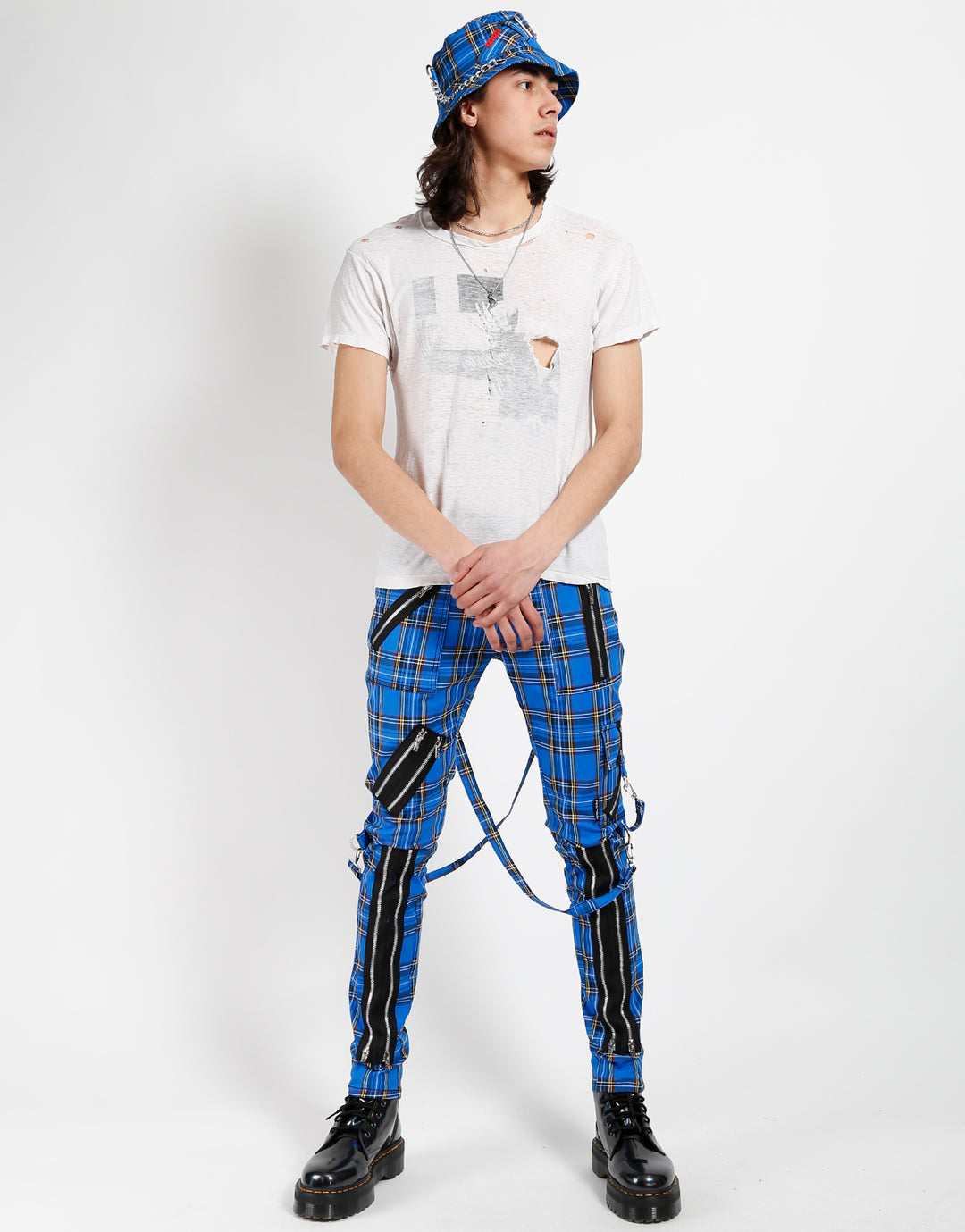 Pantalones de bondage Tripp Punk [Cuadros azules]