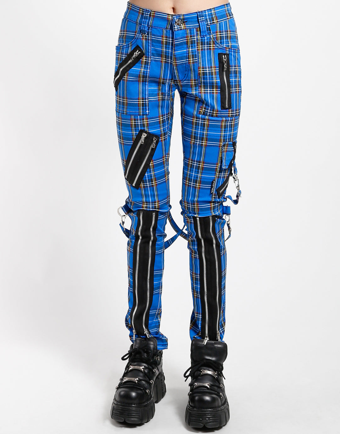 Tripp Punk Bondage Pants [Blue Plaid]