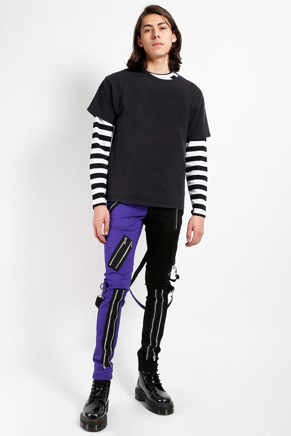 Tripp NYC Split Leg Bondage Pants [Black/Purple]