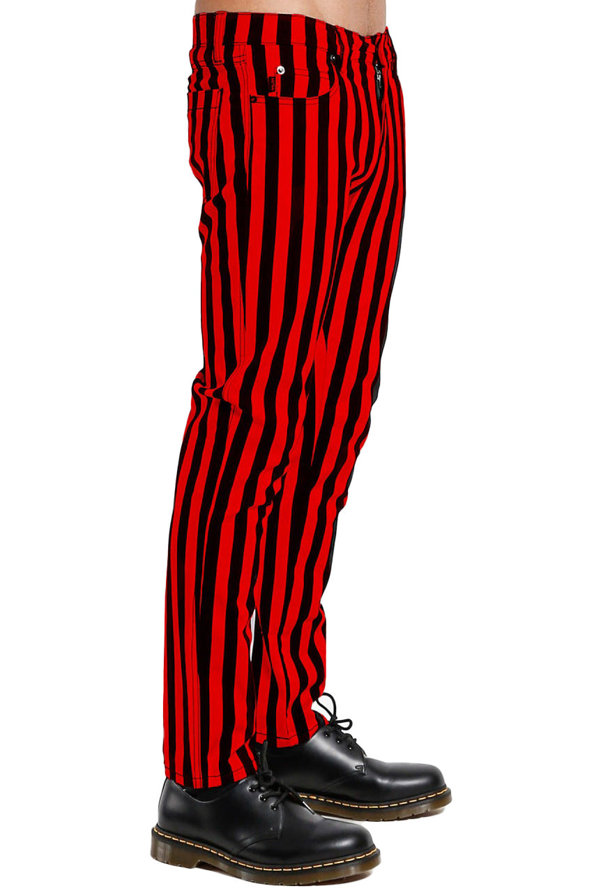 Black and red striped pants mens online