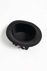 Inside view of black top hat