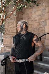 street style genuine leather mens studded punk waist belt