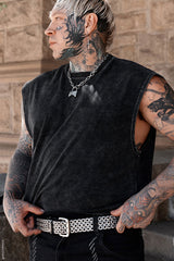 grunge genuine leather mens studded punk waist belt