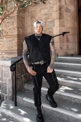 grunge goth genuine leather mens studded punk waist belt