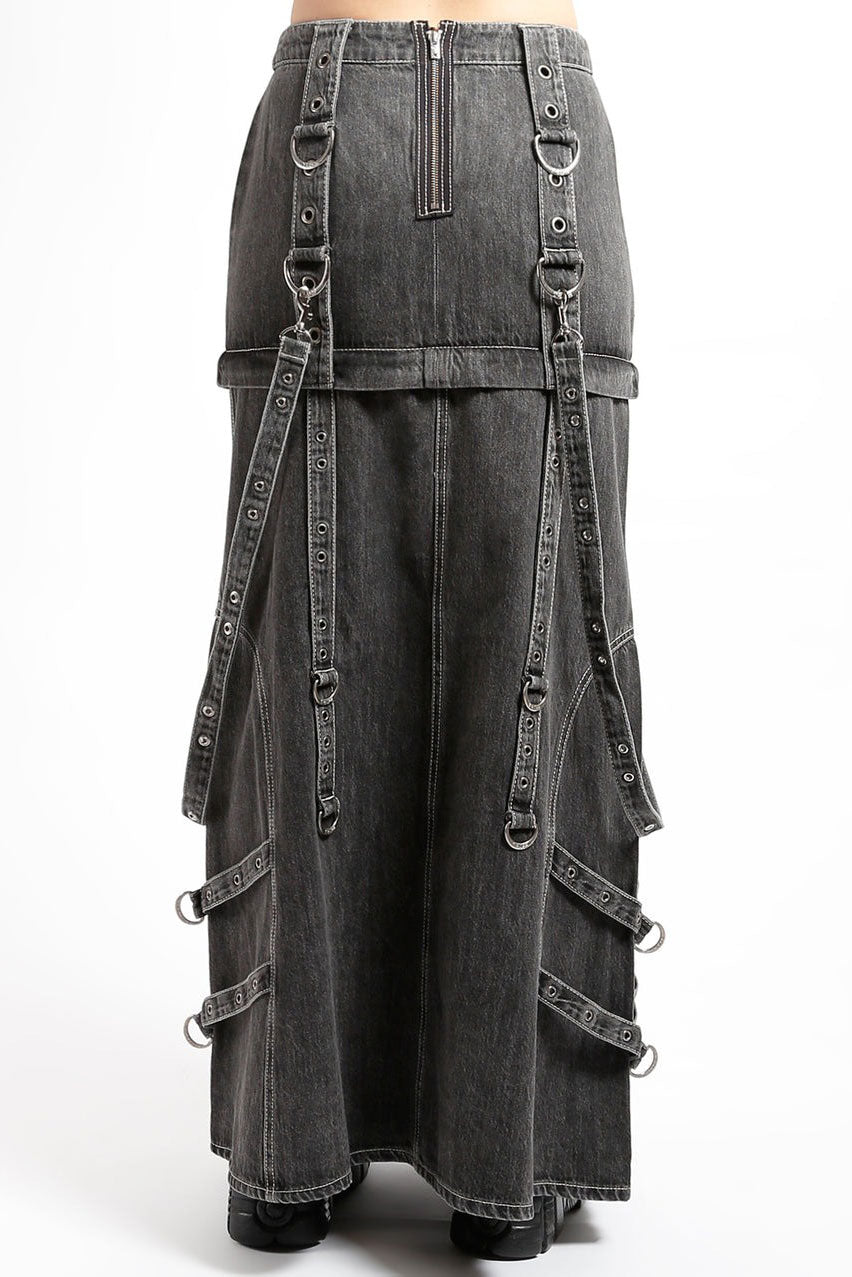 国内発★TRIPP NYC//LONG NUCLEUS SKIRT マキシ&ミニスカート Tripp NYC Nucleus Skirt [BLACK DENIM] – VampireFreaks