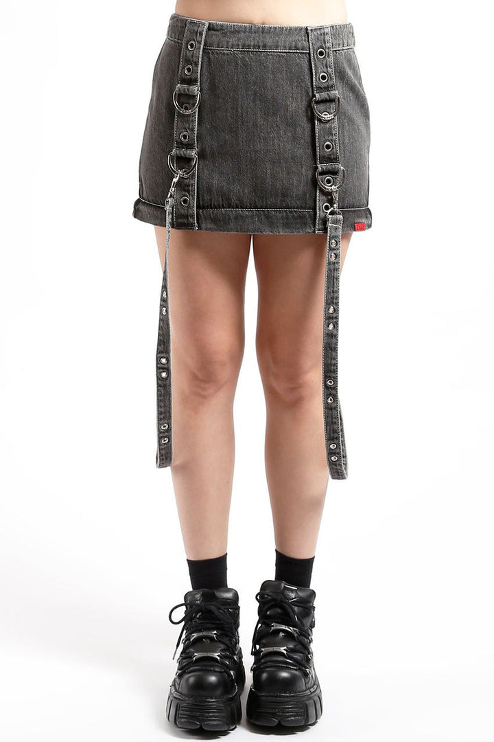 womens punk denim mini skirt