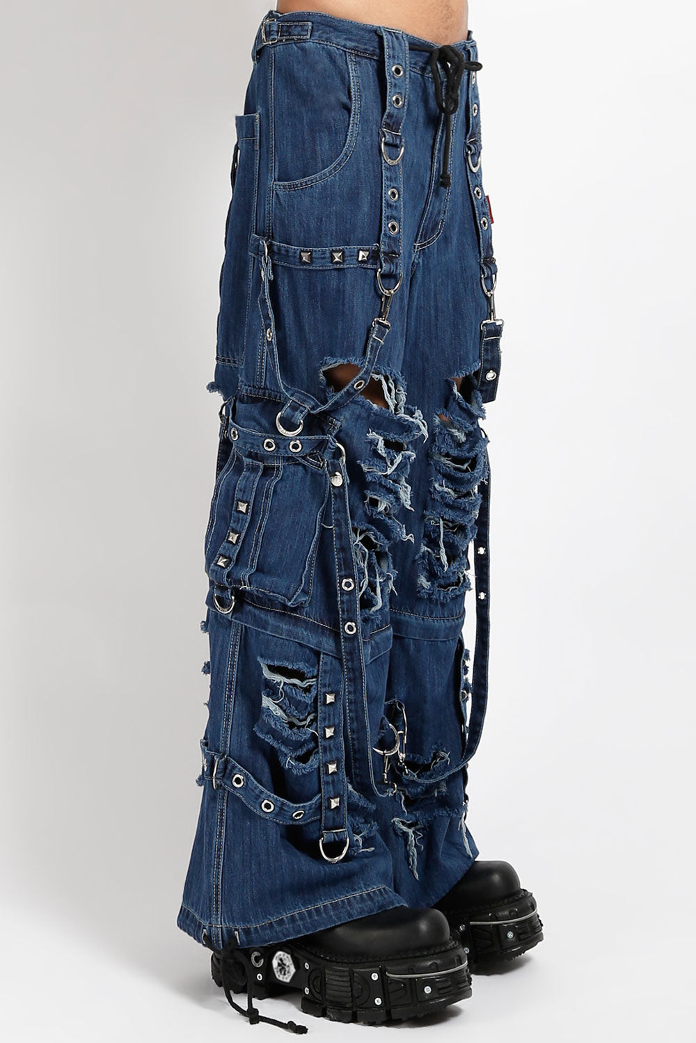 Tripp NYC Denim Strap Shredder Pants [BLUE DENIM]