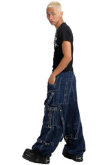 Pantalones con cremallera desmontable y tirantes de Tripp NYC [BLUE DENIM]