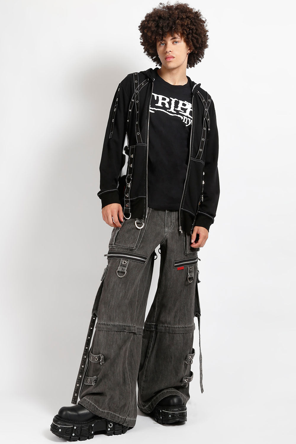 Tripp NYC Denim X Strap Pants [BLACK DENIM]