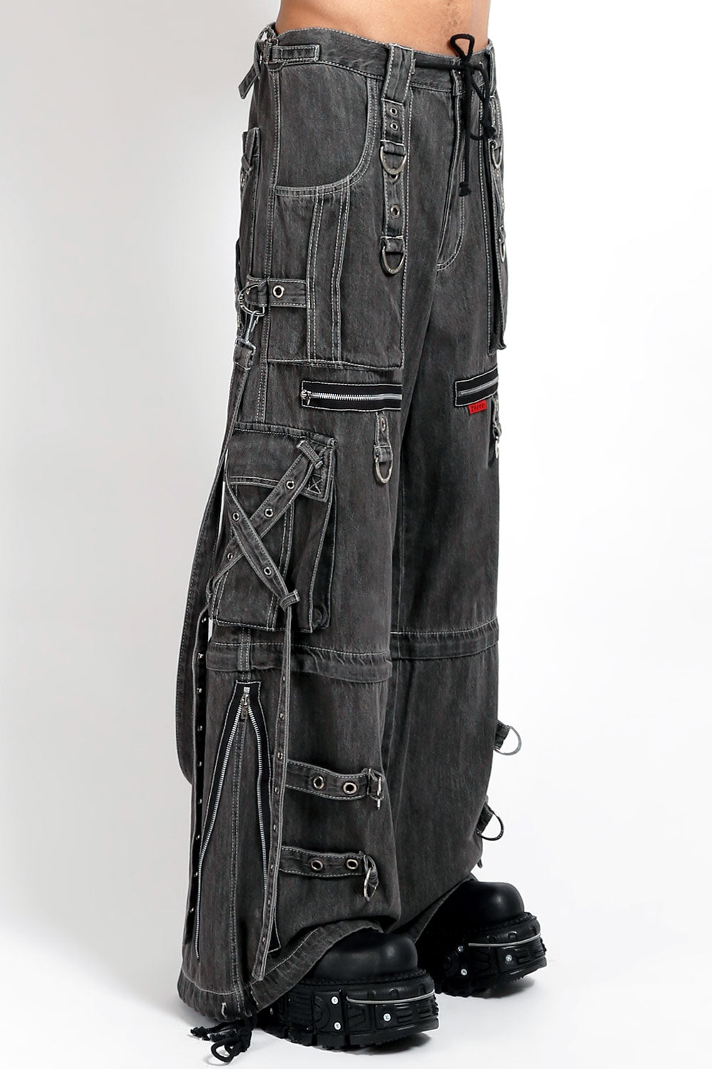 Tripp NYC Denim X Strap Pants [BLACK DENIM]