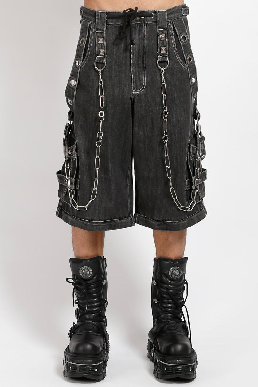 mens military goth shorts