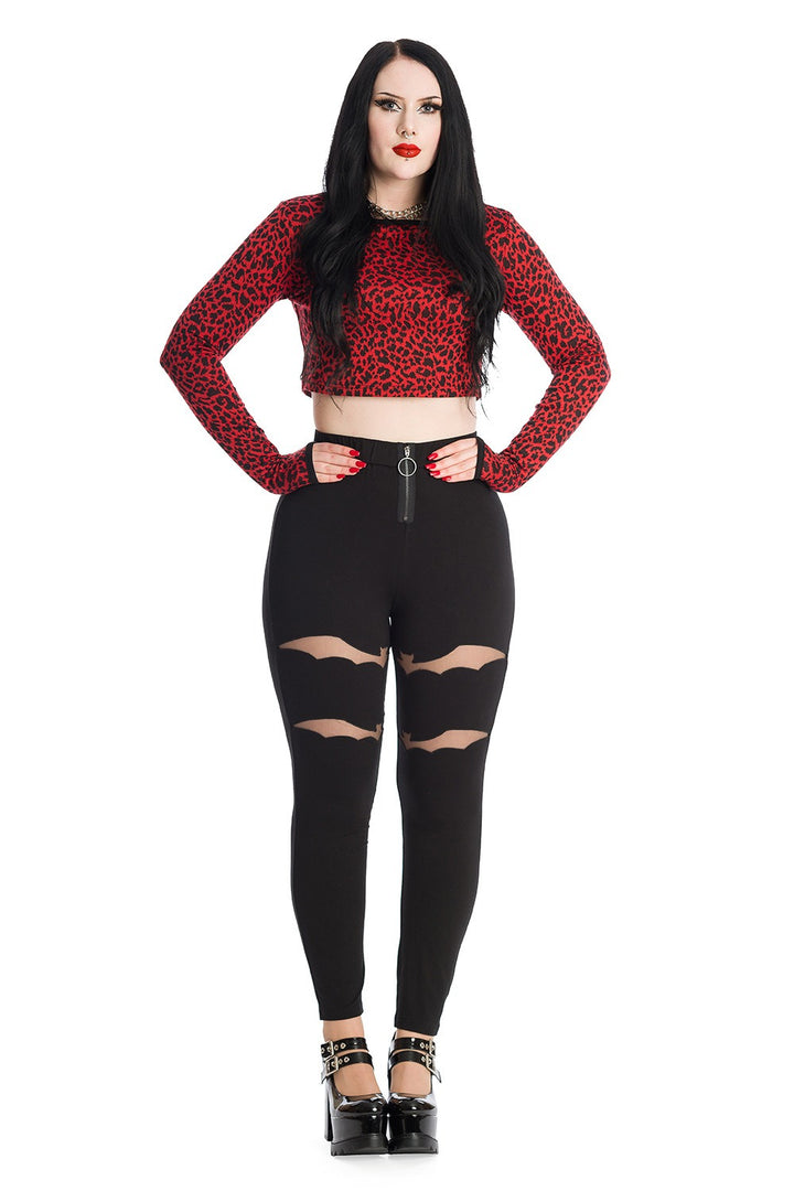 black gothic bat cutout leggings