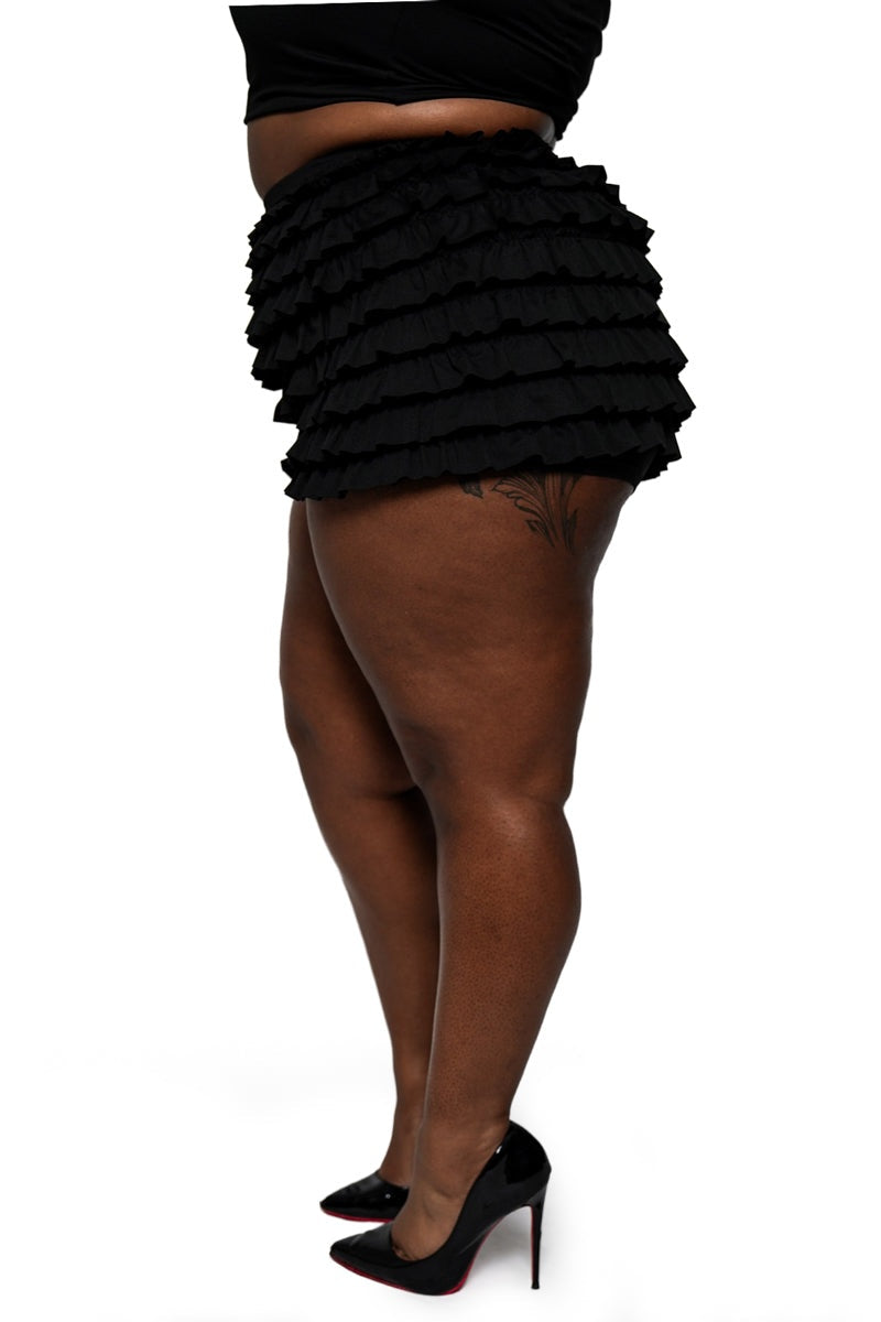 plus size black ruffled bloomer shorts by groovy things
