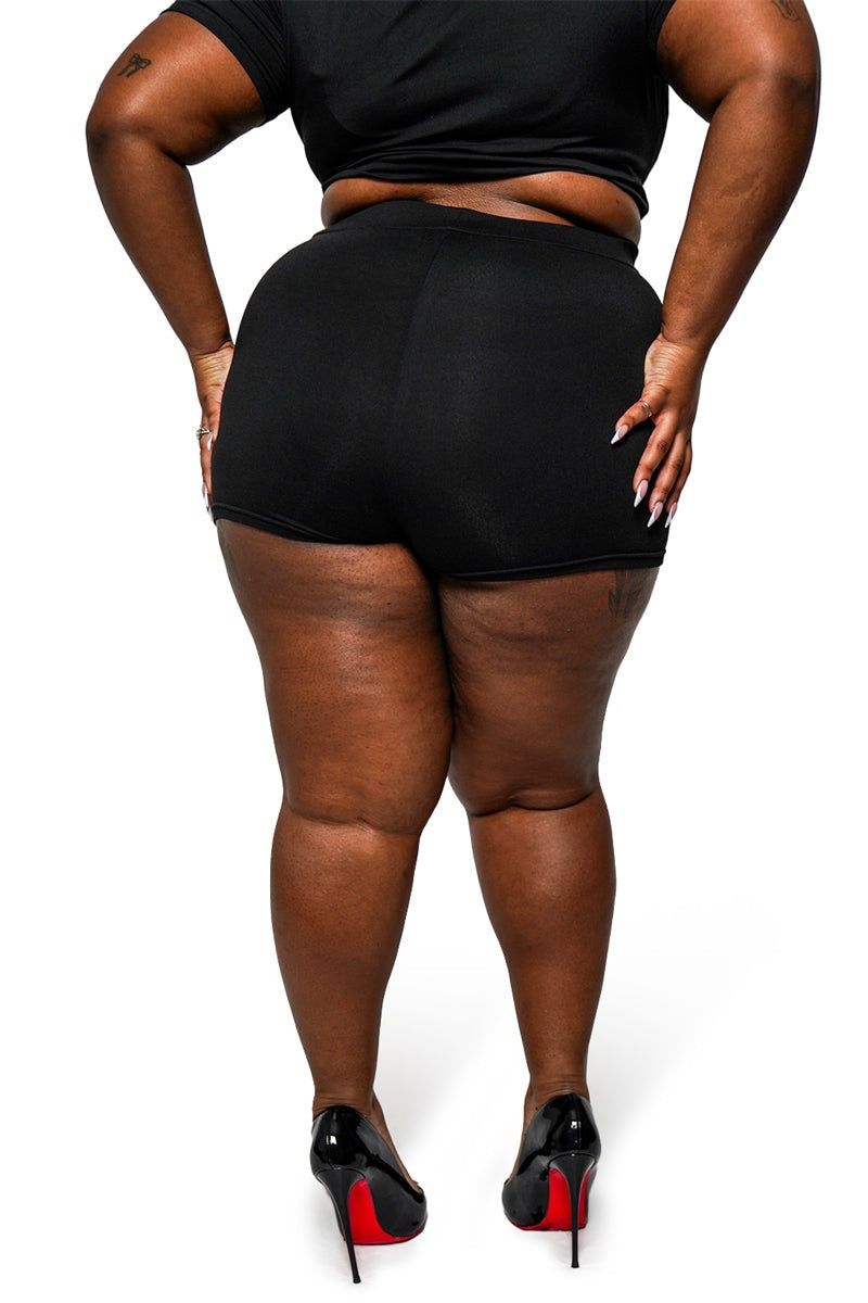 plus size womens emo shorts with lacing