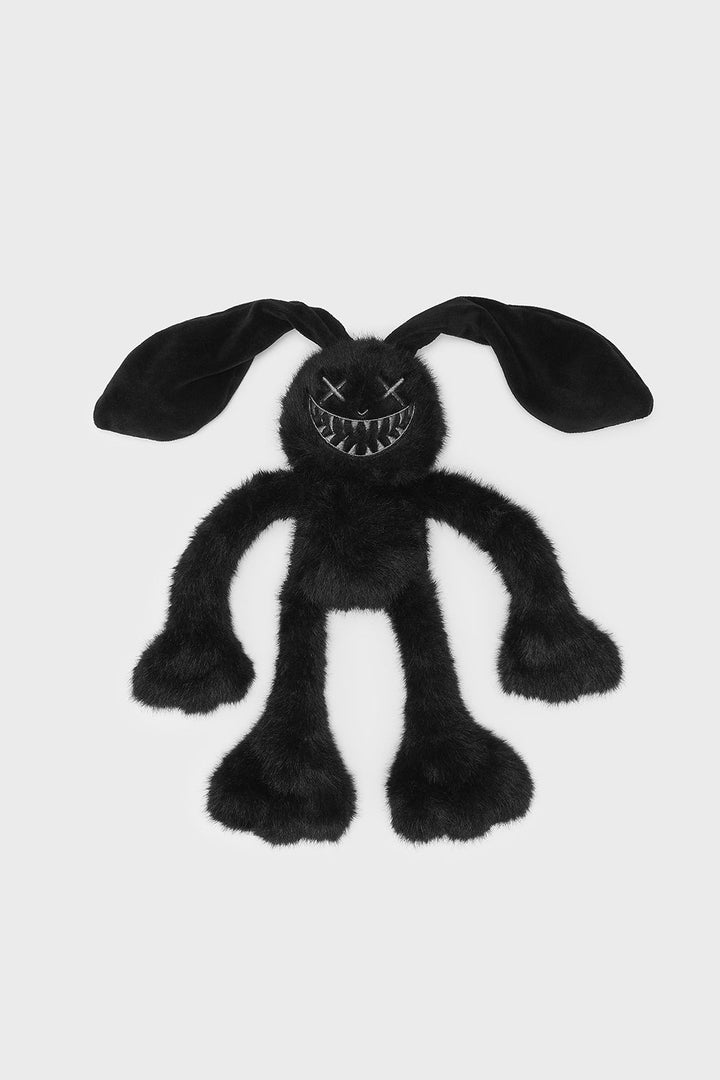 black embroidered gothic creepy bunny plush toy