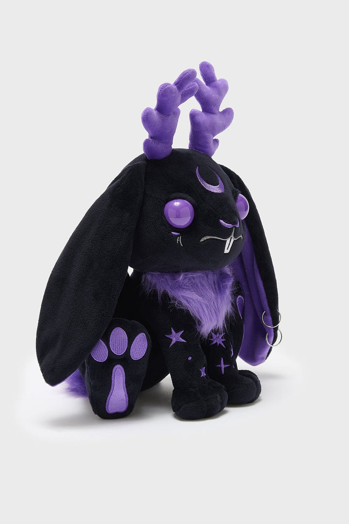 cute rabbit plushie toy with embroidered stars and crescent moon by killstar