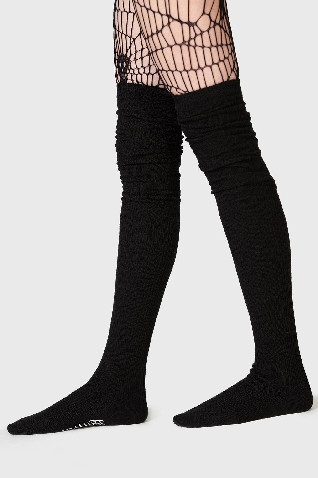 ribbed black grunge goth socks