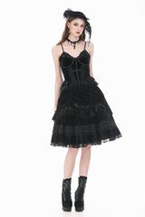 Black midlength layered skirt