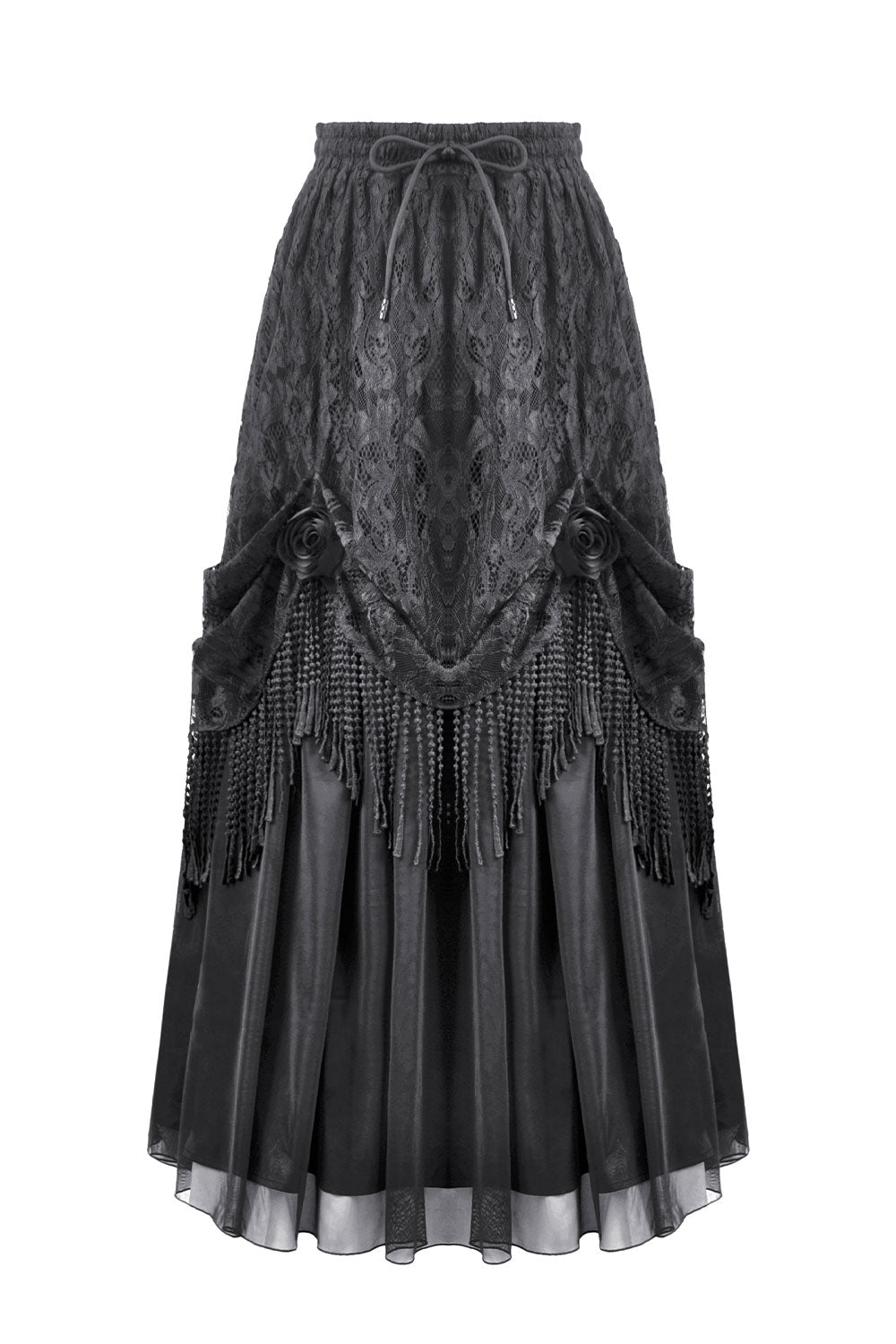 Victorian goth skirt with lace and rose details