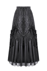 Victorian goth skirt with lace and rose details