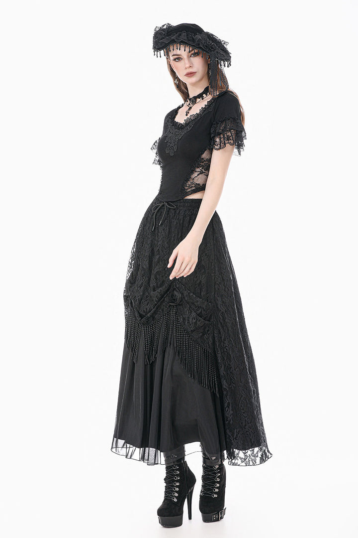 Lacey goth skirt with drawstring