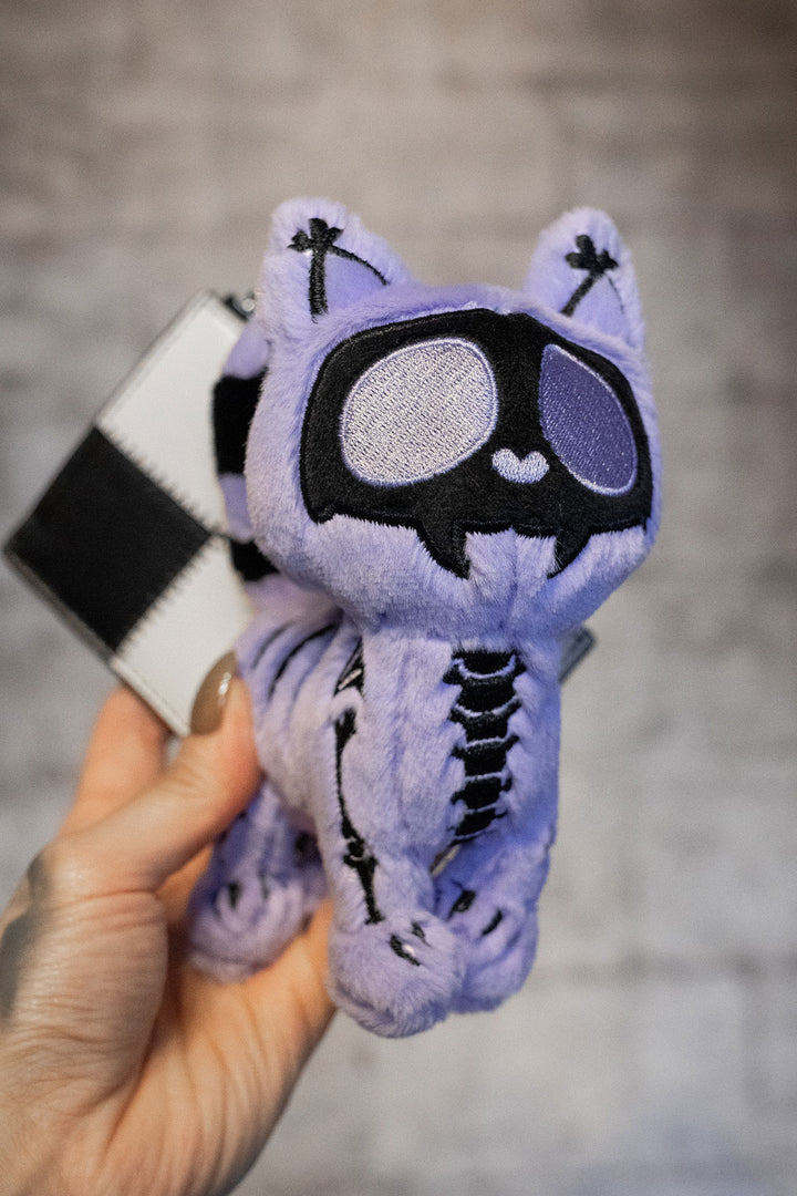 pastel goth skeleton cat plush bag charm keychain