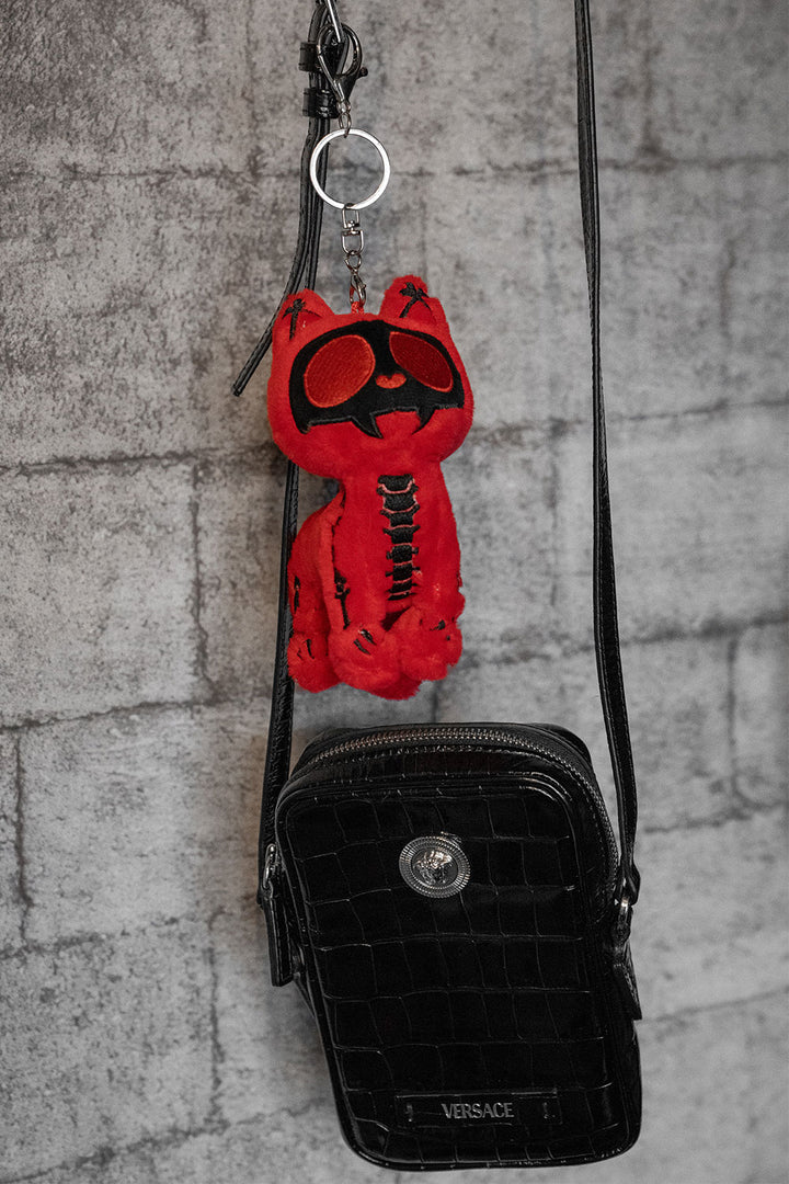 skeleton cat red skelekitty plush toy keychain