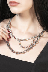 womens punk stacked chain choker necklace