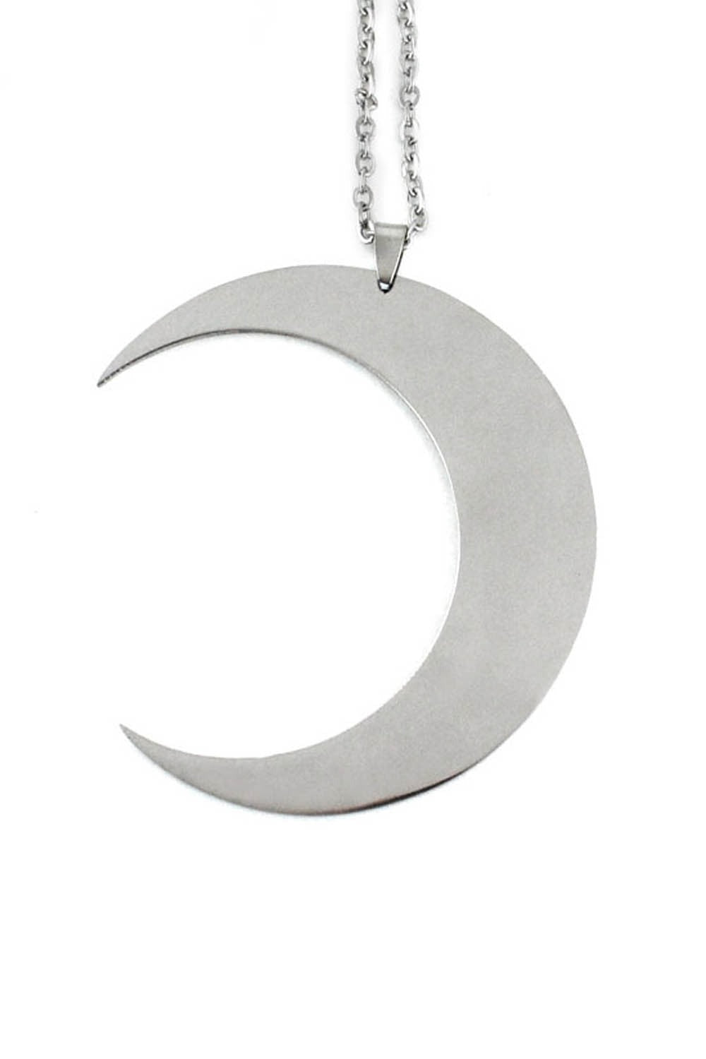 oversized chunky crescent moon necklace on chain