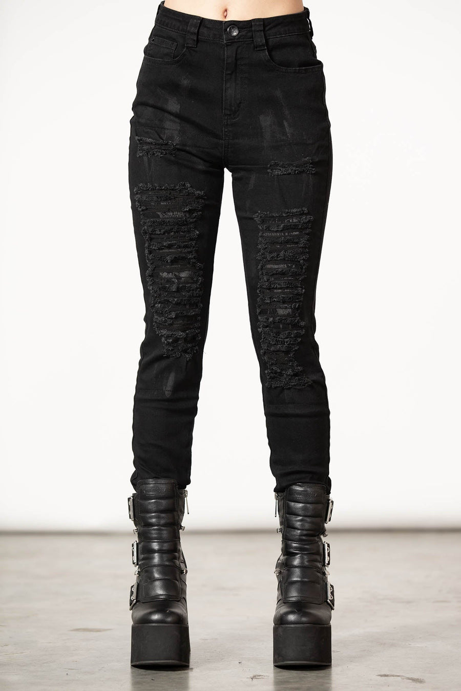 womens distressed painted skinny jeans