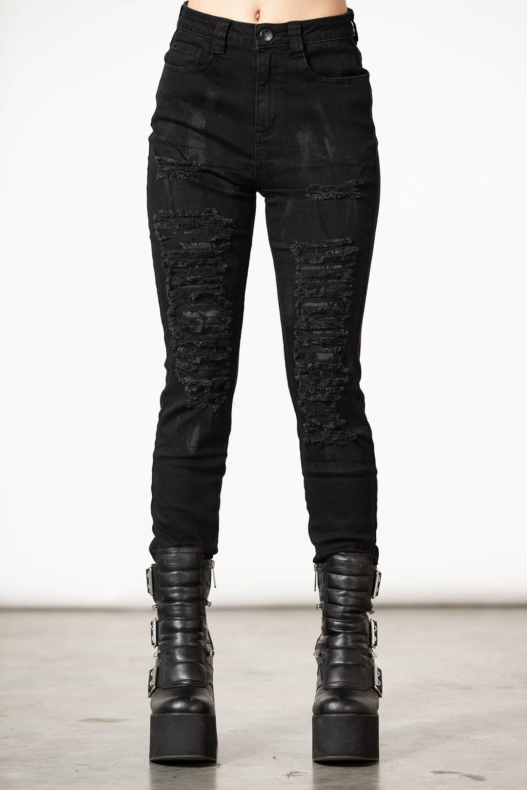 womens distressed painted skinny jeans