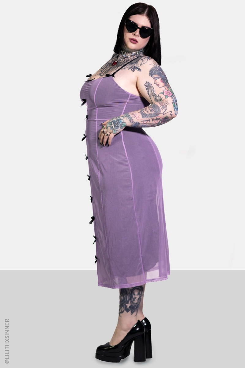 light purple spaghetti strap dress