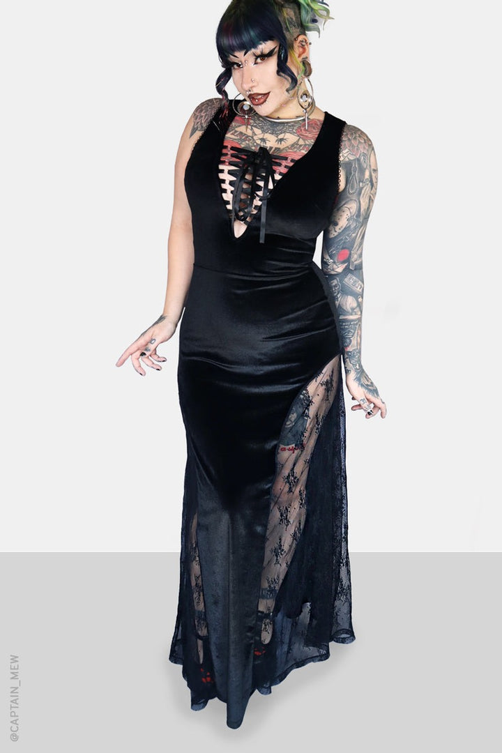 womens gothic corset maxi dress