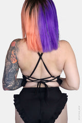 womens lace up swim top