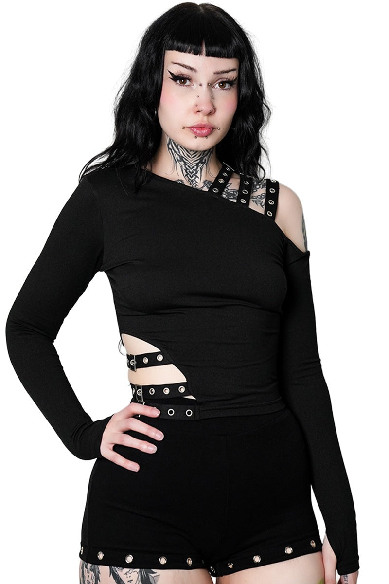 cut-out long sleeve grunge shirt