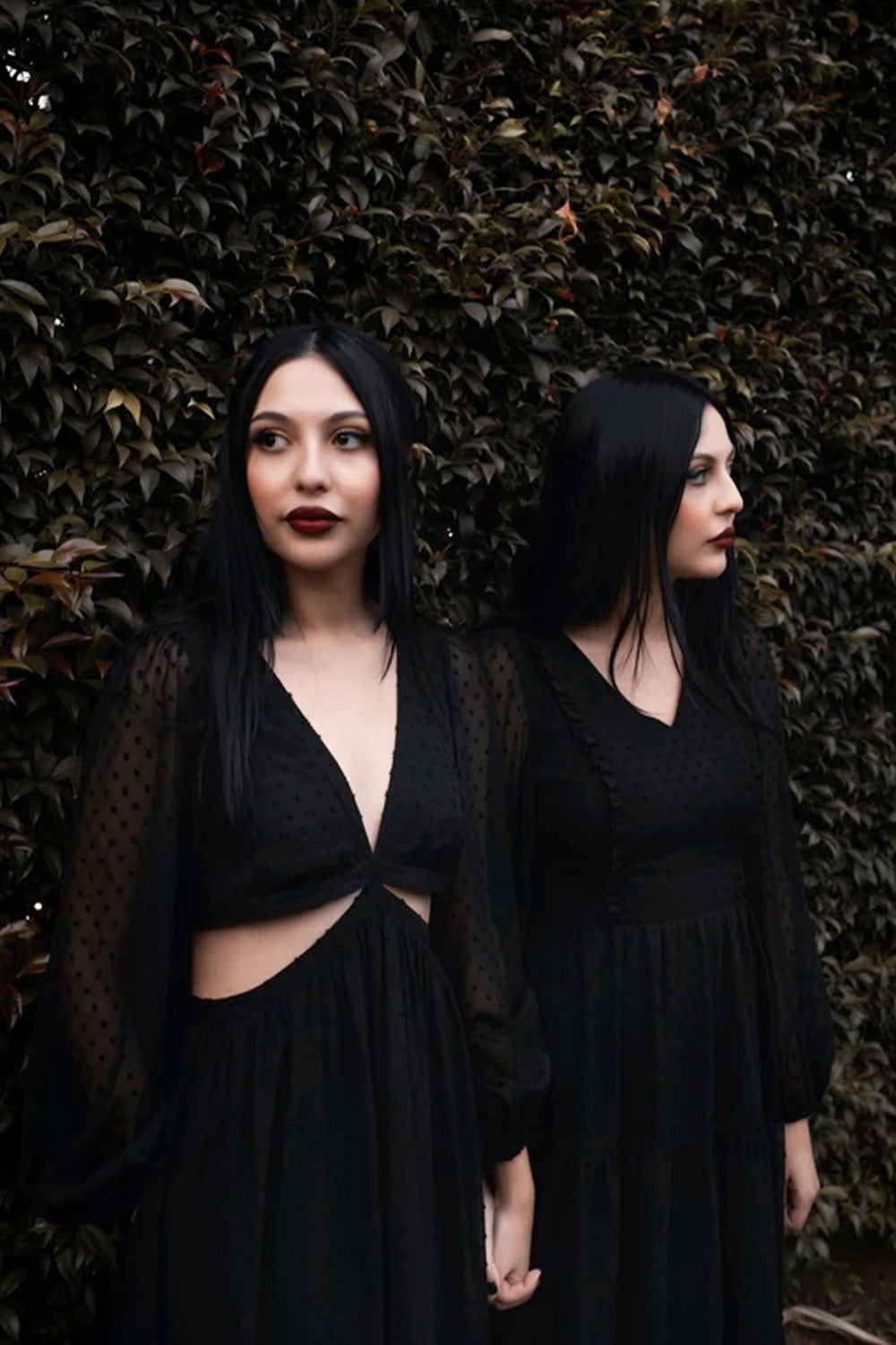 Womens all black full length dress with chiffon material