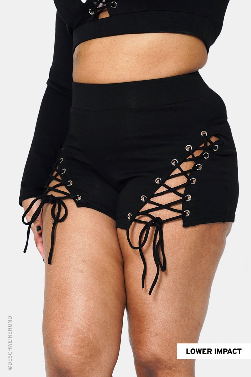 womens lace-up corset shorts