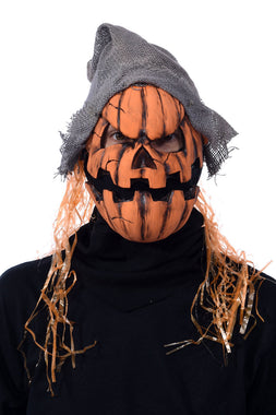Smashing Jack-O-Lantern Scarecrow Latex Mask w/ Moving Mouth