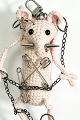 Star ring punk mouse keychain with piercings and chains