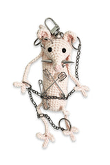 Punk mouse keychain with safety pins and piercings