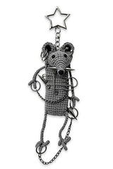 Fun mouse keychain accessory with chains and piercings