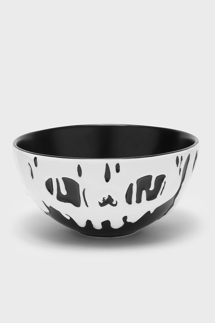 gothic black and white dripping skull bowl