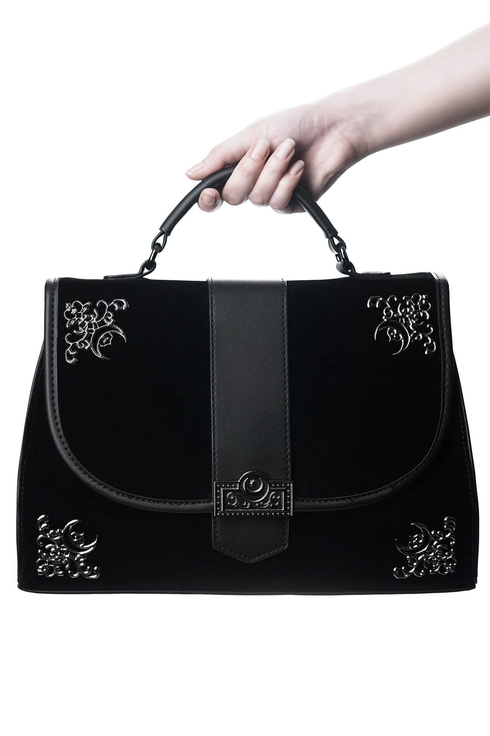 vintage goth handbag with moons 