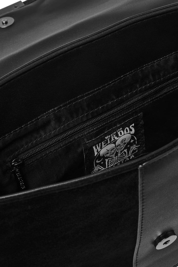 womens leather silver moon gothic handbag