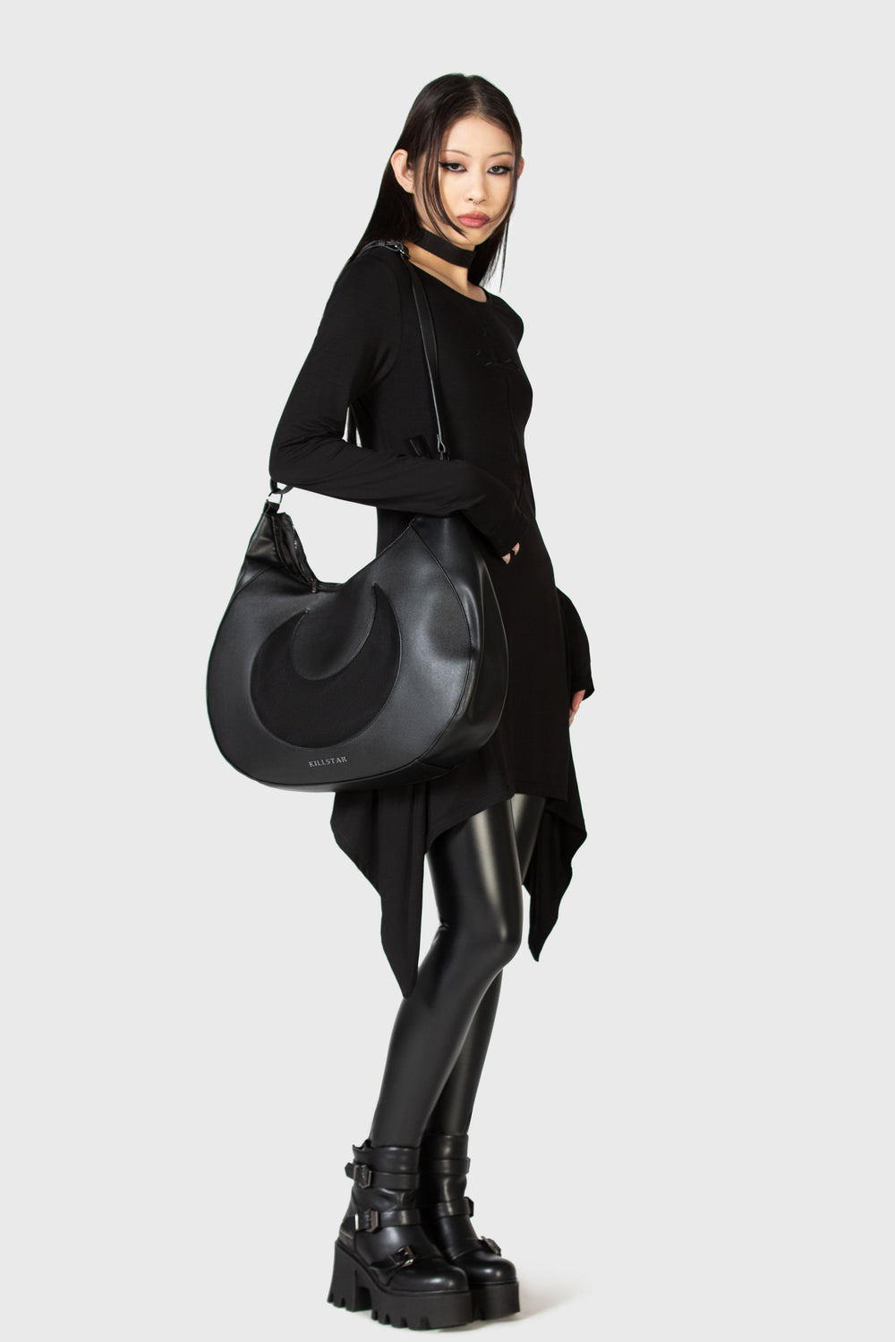 killstar black crescent moon-shaped bag