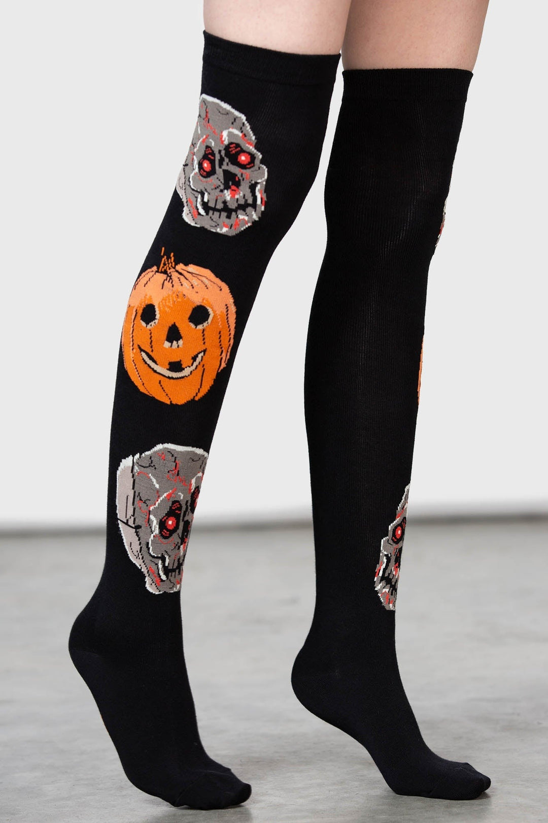 womens pumpkin knee-high socks