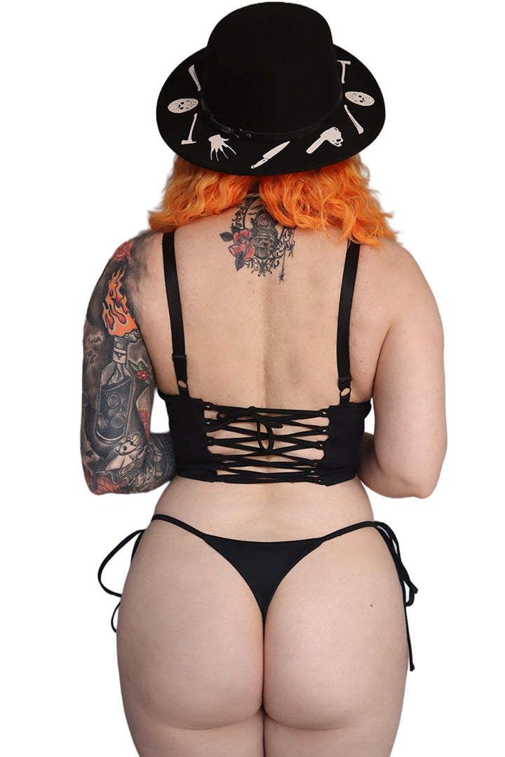 lace-up swimsuit