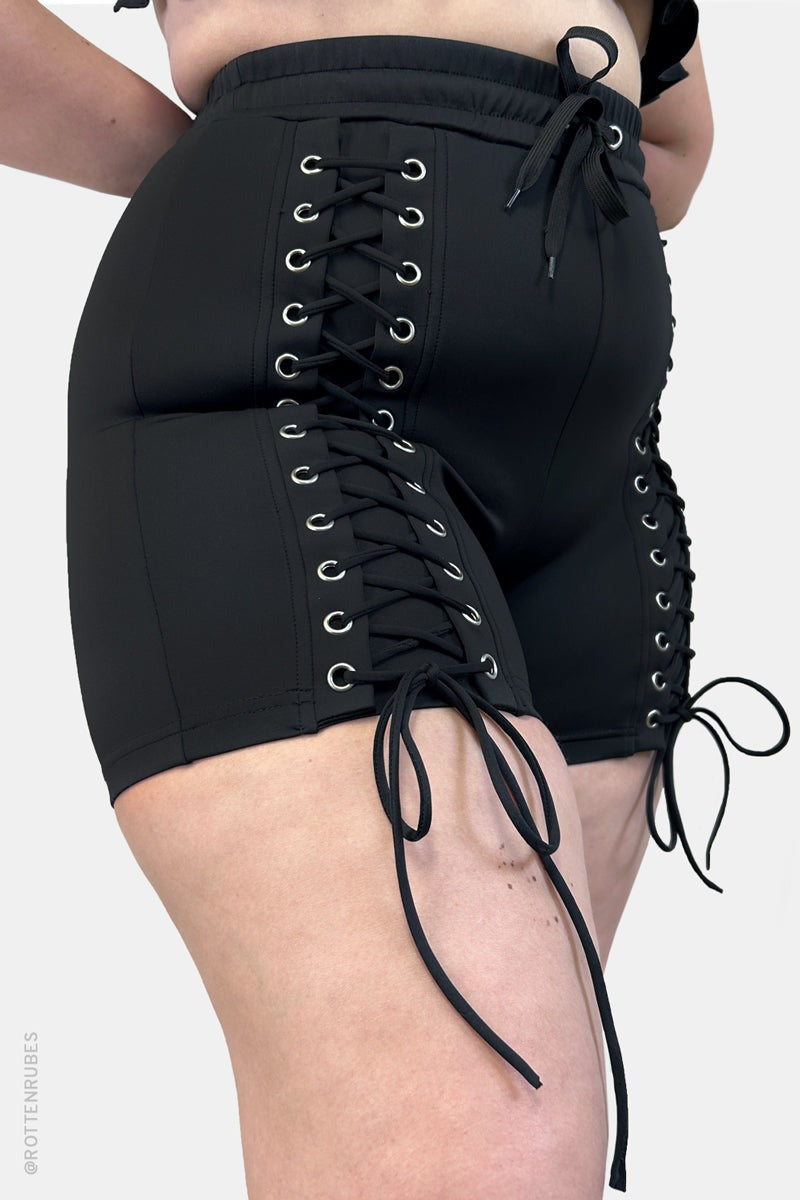 womens high waisted gothic swim shorts