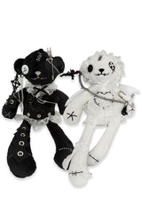 Handmade black white gothic plush teddy bear