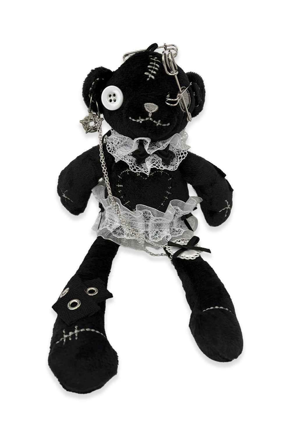 Handmade plush emo teddy with earring